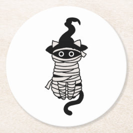 Posavasos Redondo De Papel Scary cat wrapped