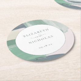 Posavasos Redondo De Papel Seaside Ocean Glass | Boda Monograma