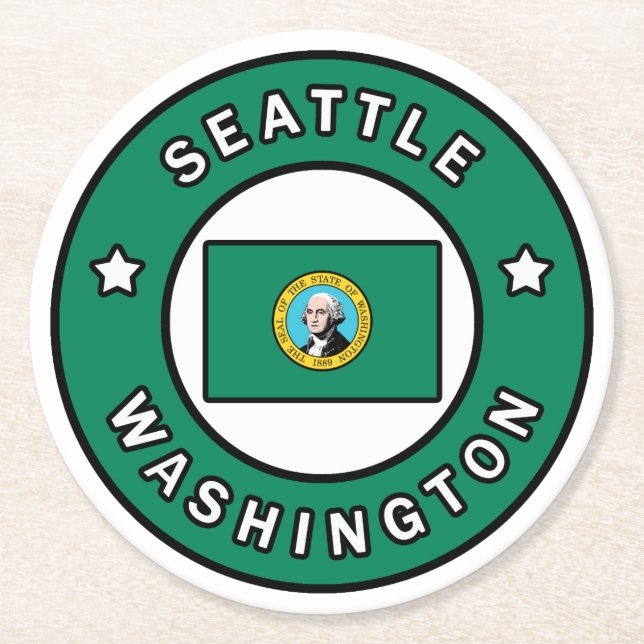 Posavasos Redondo De Papel Seattle Washington (Anverso)