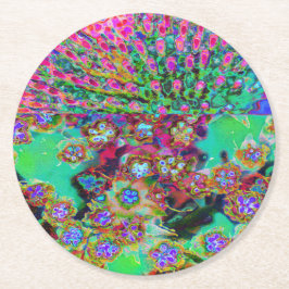 Posavasos Redondo De Papel Sedum Morado Groovy Abstracto Psicodélico
