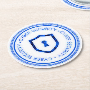 POSAVASOS REDONDO DE PAPEL SELLO DE BASES DE SEGURIDAD CIBERNÉTICA