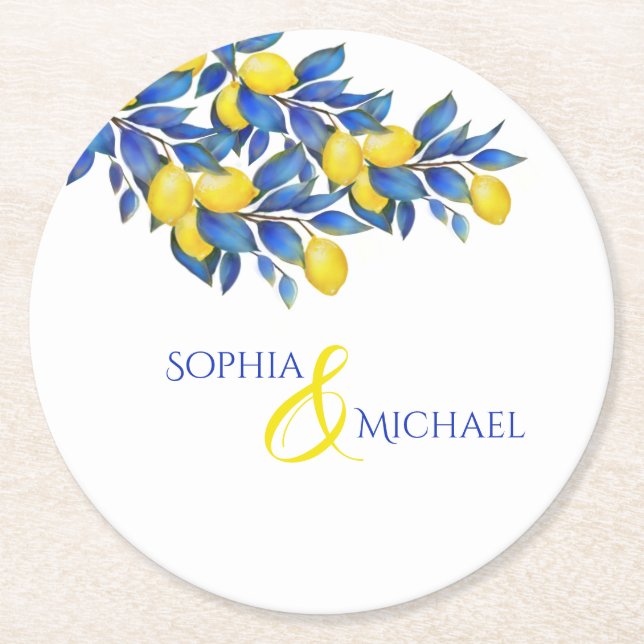 Posavasos Redondo De Papel Semilla De Papel Mediterránea-Boda (Anverso)