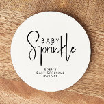 Posavasos Redondo De Papel Sencilla Espolvorea Neutral de Bebé Moderno<br><div class="desc">Celebre su pequeña habitación con nuestra moderna y sencilla escoria de papel redondo para rociar al bebé, con un diseño minimalista en blanco y negro, moderno y bonito. Con su estética limpia e inspirada en el boho, la atmósfera contemporánea y neutral en cuanto a género es perfecta para dar la...</div>