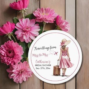 Posavasos Redondo De Papel Señorita a Señora Viaje Rosa Lazo Vestido Ducha Nu