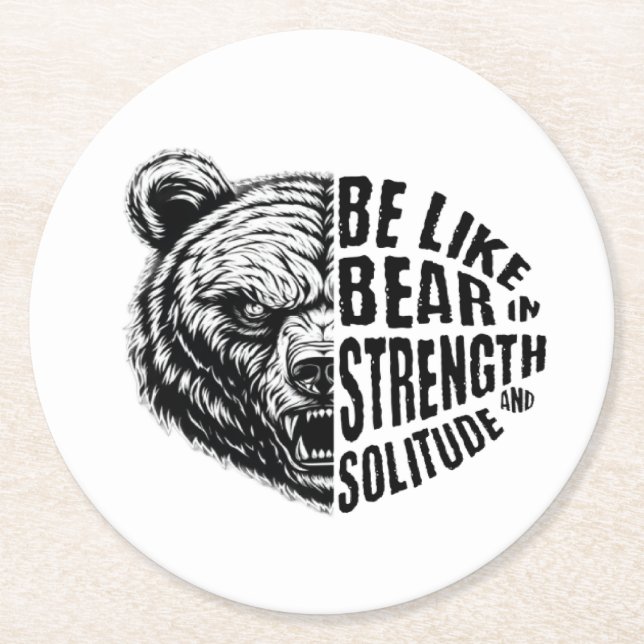 Posavasos Redondo De Papel Ser como el oso con fuerza y soledad (Anverso)