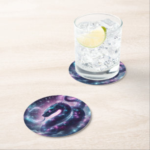 Posavasos Redondo De Papel Serpiente Cósmica Zodiaco Galaxia Astrología