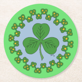 Posavasos Redondo De Papel Shamrock and Knotwork