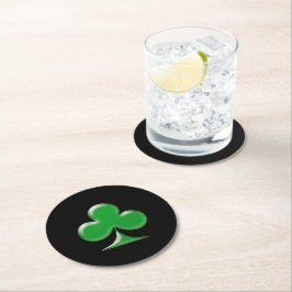 Posavasos Redondo De Papel Shamrock negro verde de San Patricio