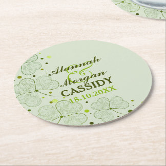 Posavasos Redondo De Papel Shamrock Polka Dots Boda Irlandés Reasters de pape
