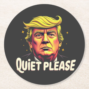 Posavasos Redondo De Papel Silencio, por favor, Trump, debate presidencial en