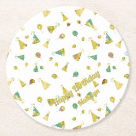 Posavasos Redondo De Papel Silhouette Pattern Adult Any Age Birthday