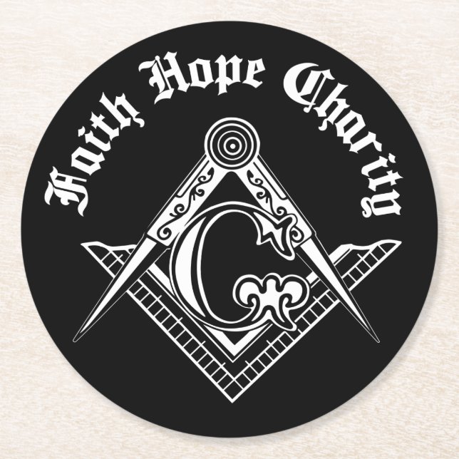 Posavasos Redondo De Papel Símbolo de masonería (Anverso)