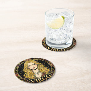 Posavasos Redondo De Papel Símbolo del Zodiaco Virgo Virgen
