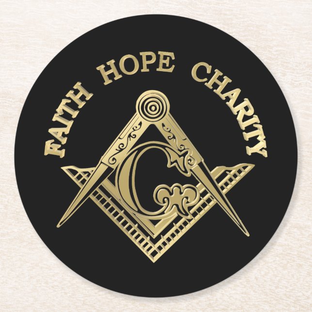 Posavasos Redondo De Papel Símbolo masónico (Anverso)