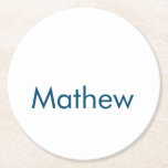 Posavasos Redondo De Papel simple letra inicial monograma añada su nombre<br><div class="desc">diseño</div>