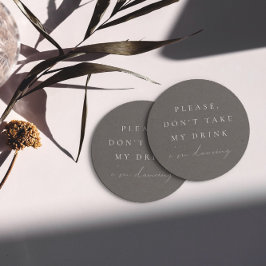 Posavasos Redondo De Papel Simple Minimalista no beba mi bebida estoy bailand