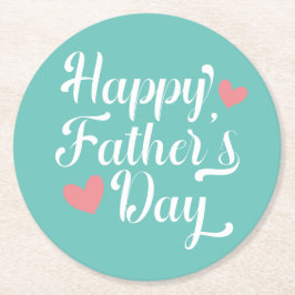 Posavasos Redondo De Papel Simple y feliz caligrafía del día del padre| Monst