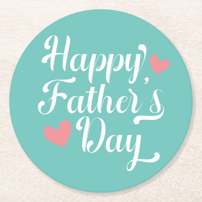 Posavasos Redondo De Papel Simple y feliz caligrafía del día del padre| Monst (Anverso)