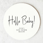 Posavasos Redondo De Papel Simple y moderna Baby Shower Hello Baby<br><div class="desc">Celebra tu pequeña con nuestra moderna y sencilla ducha neutra, hola, una tostadora de papel redondo para bebés, con un minimalista diseño blanco y negro moderno y bonito. Con su estética limpia e inspirada en el boho, la atmósfera contemporánea y neutral en cuanto a género es perfecta para dar la...</div>