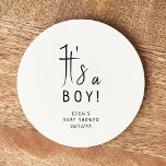 Posavasos Redondo De Papel Simple y moderno Baby Shower neutral es un niño<br><div class="desc">Celebra tu pequeña con nuestra moderna y sencilla ducha neutra para bebés, es una tostadora de papel redondo para niños, con un minimalista diseño blanco y negro moderno y bonito. Con su estética limpia e inspirada en el boho, la atmósfera contemporánea y neutral en cuanto a género es perfecta para...</div>