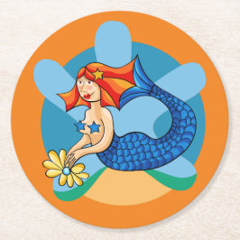 Posavasos Redondo De Papel Sirenita de Linda. Sirena, sirena