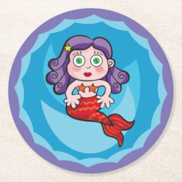 Posavasos Redondo De Papel Sirenita de Linda. Sirena, sirena