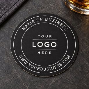 Posavasos Redondo De Papel Sitio web de logotipo comercial negro personalizad