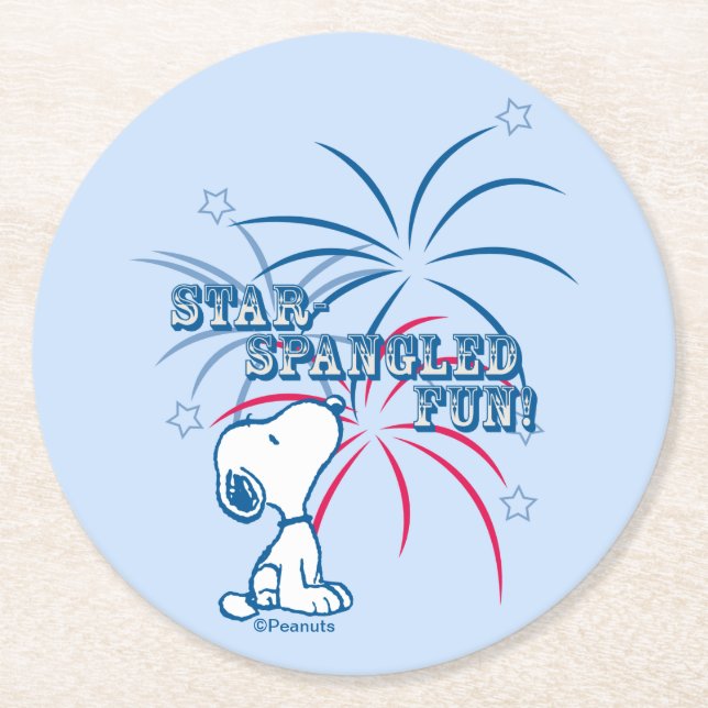 Posavasos Redondo De Papel Snoopy Star Spangling Fun (Anverso)