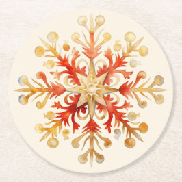 Posavasos Redondo De Papel Snowflake Christmas Set of 6 