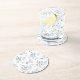 Posavasos Redondo De Papel Snowflake Winter Wonderland Papel de montaña