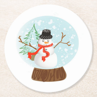 Posavasos Redondo De Papel Snowman Coaster