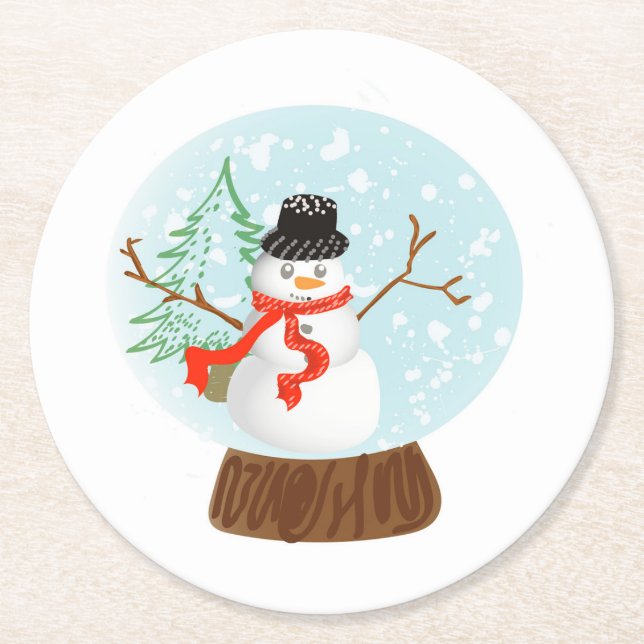 Posavasos Redondo De Papel Snowman Coaster (Anverso)