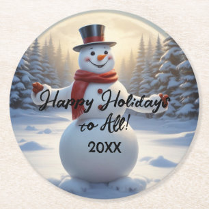 Posavasos Redondo De Papel Snowman Paper Coaster HAMbyWG