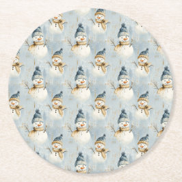 Posavasos Redondo De Papel Snowman Serenade