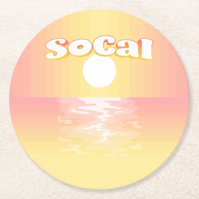 Posavasos Redondo De Papel SoCal Sunset (Anverso)