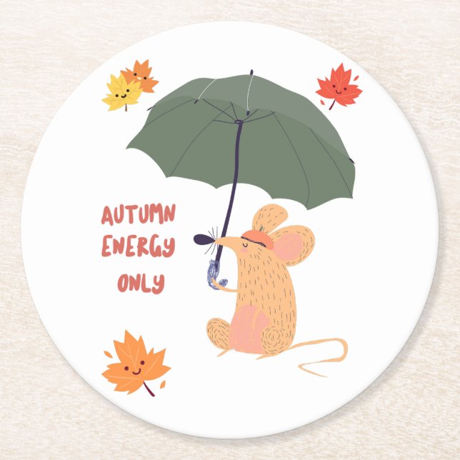 Posavasos Redondo De Papel Solo energía otoñal (Anverso)