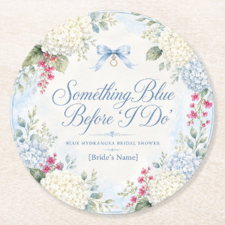Posavasos Redondo De Papel Something Blue Despedida de Soltera | Hortensia Az