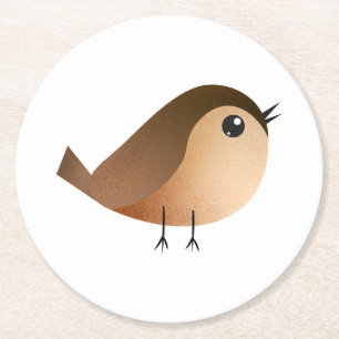 Posavasos Redondo De Papel Sparrow Bird Cartoon