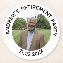 Posavasos Redondo De Papel Special Photo Elegant Retirement Party