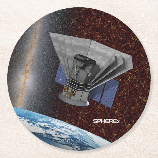 Posavasos Redondo De Papel SPHEREx Galaxy Hunter Spacecraft (Anverso)