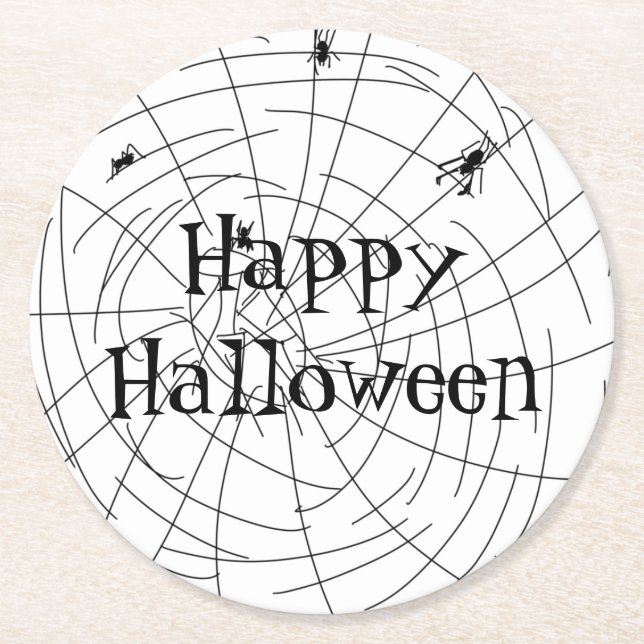 Posavasos Redondo De Papel Spider Web Hand Drake Abstract Design (Anverso)