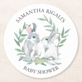 Posavasos Redondo De Papel Spring Bunny Baby Shower Keepsake