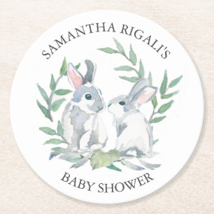 Posavasos Redondo De Papel Spring Bunny Baby Shower Keepsake