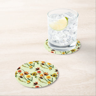 Posavasos Redondo De Papel Spring Meadow Amarillo Flores Silvestres