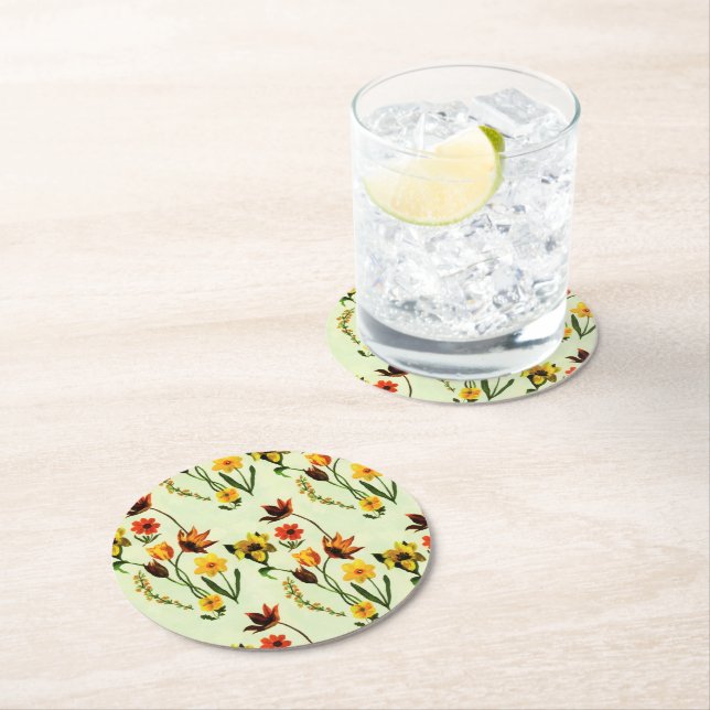 Posavasos Redondo De Papel Spring Meadow Amarillo Flores Silvestres (In situ)
