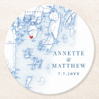 Spruce Point Maine Map Elegant Blue Wedding Favor