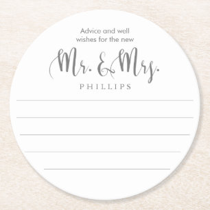 Posavasos Redondo De Papel Sr. y Sra. Advice Boda