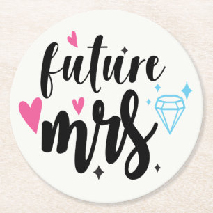 Posavasos Redondo De Papel Sra. Bride Para Ser Boda Bridal Shower Engagement