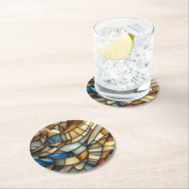 Posavasos Redondo De Papel Stained Glass Waves