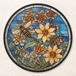 Posavasos Redondo De Papel StainGlass Bumblebee